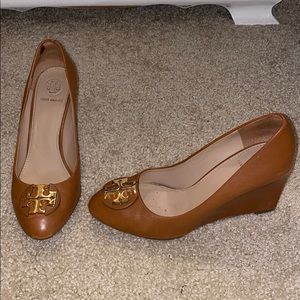 Tory Burch Brown Wedge with Gold Hardware Size 6